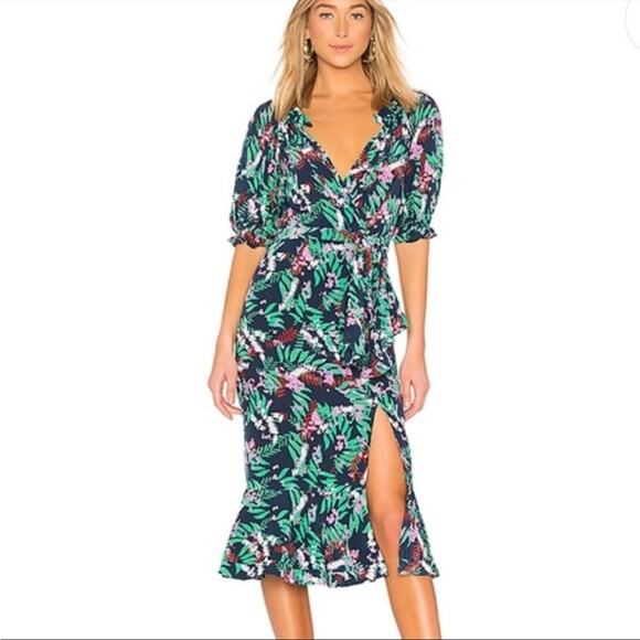 SALONI Olivia Midnight Fern Wrap Dress
